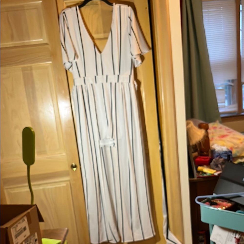 Striped V-Neck Maxi Dress